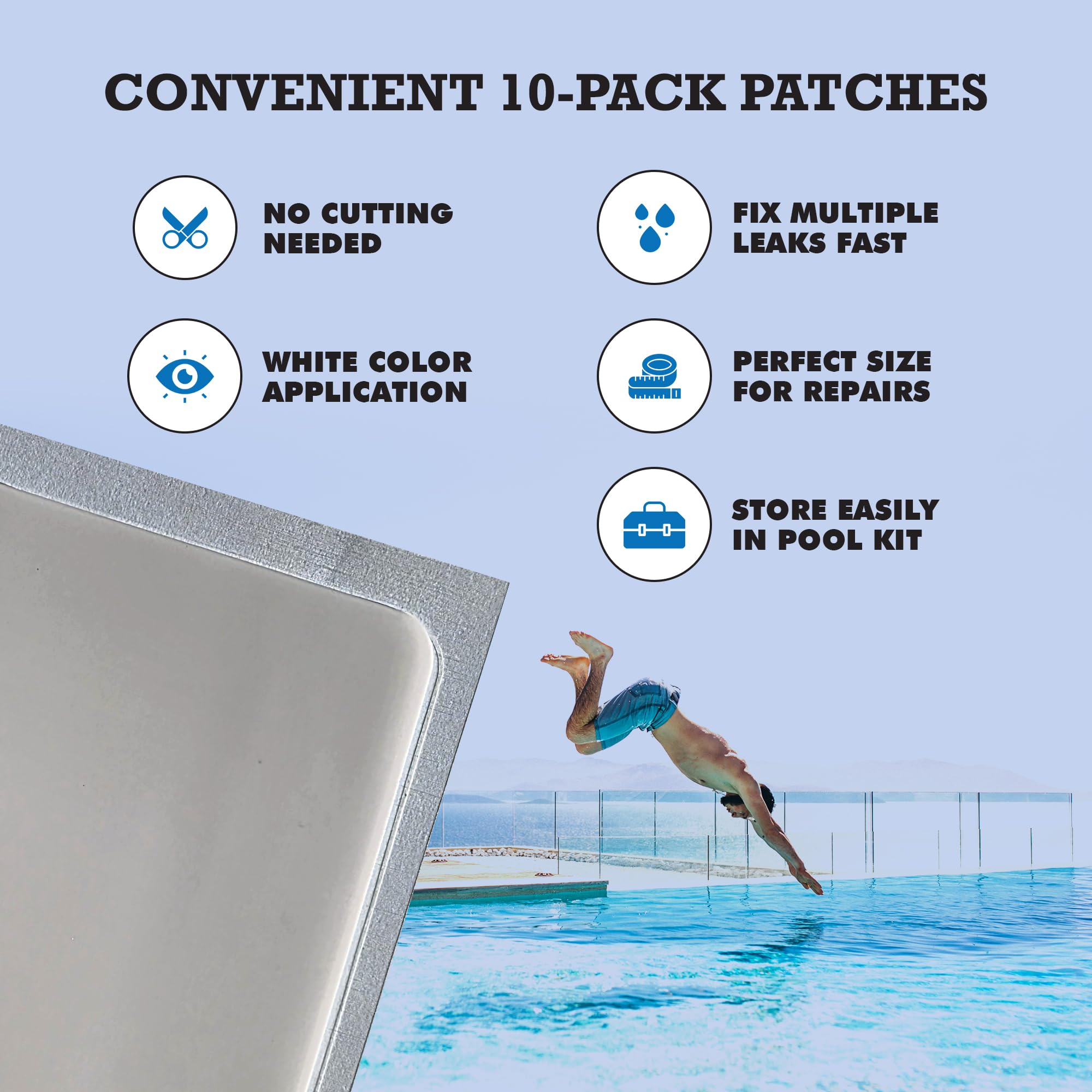 Pool Patch técnico usando parches en mantenimiento de piscina comunitaria