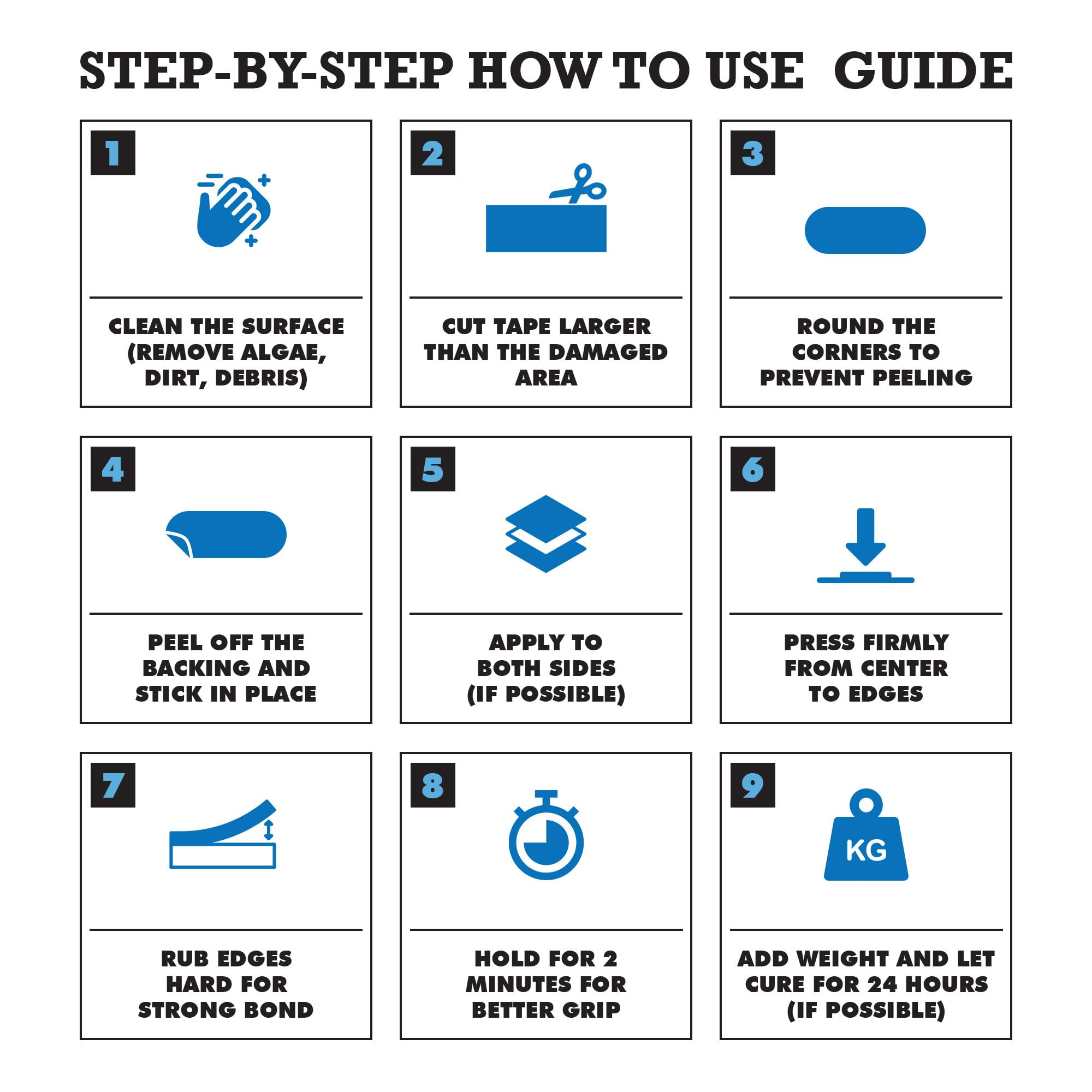 Pool Patch escena de uso en piscina doméstica, solución rápida y discreta