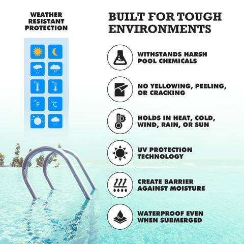 Pool Patch parche bajo el agua adherido y evitando filtraciones visibles