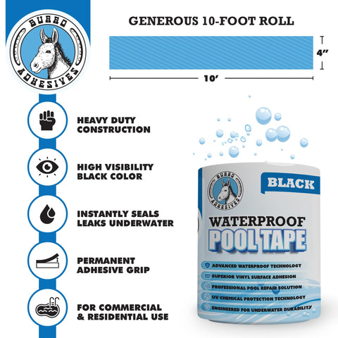 Pool Patch primer plano textura negra resistente, muestra durabilidad y adhesión