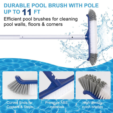 POOLAZA palo de aluminio de 10.5 ft sosteniéndose cómodamente para alcanzar esquinas lejanas