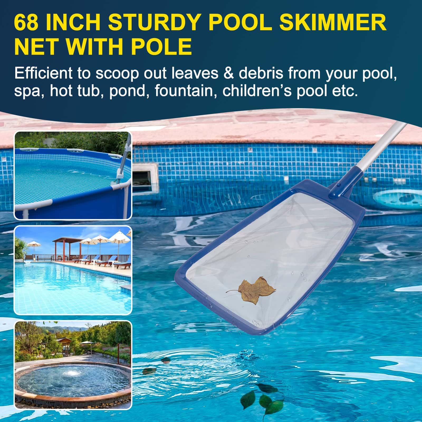 POOLAZA uso en piscina y jardín, práctico y seguro para liners