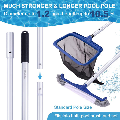 POOLAZA uso en piscina recogiendo hojas con la red, reduce obstrucciones del sistema de filtrado