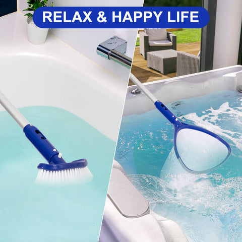POOLAZA kit en uso en piscina doméstica limpiando superficie