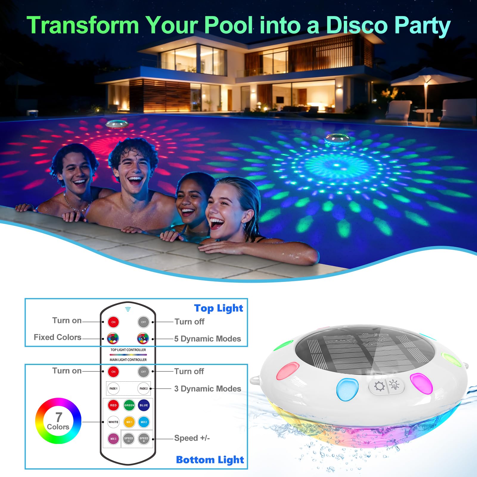 Pooldecor conjunto con mando a distancia mostrando facilidad de control