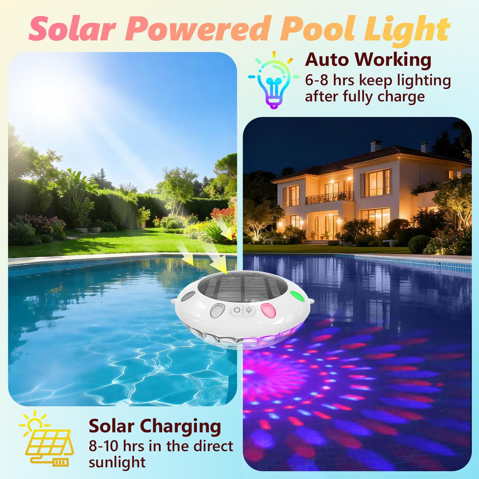 Pooldecor primer plano del panel LED superior mostrando textura y brillo
