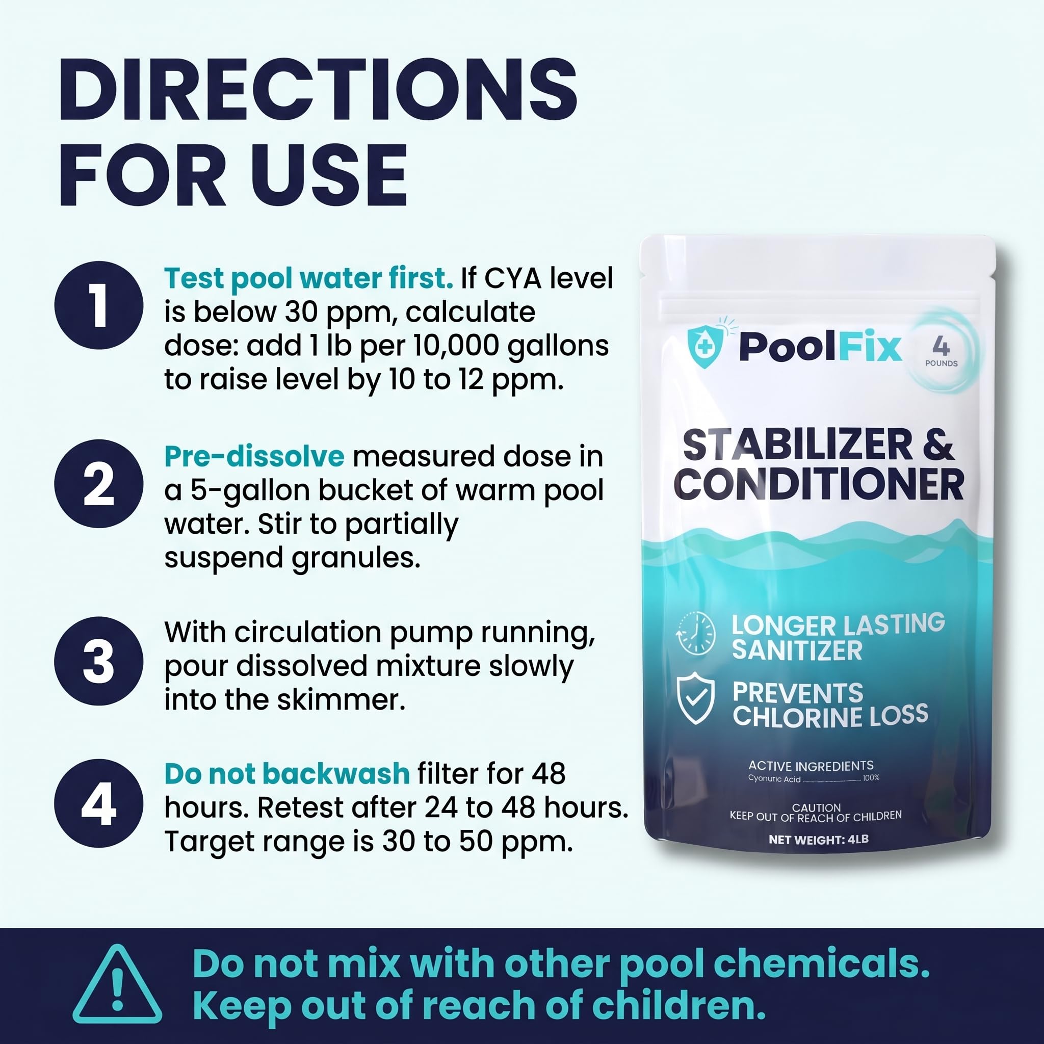 PoolFix agregado al skimmer demostrando aplicación sencilla y distribución uniforme