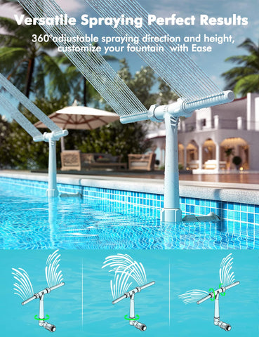 POOLHACKER instalación en piscina above ground con efecto de cascada visible