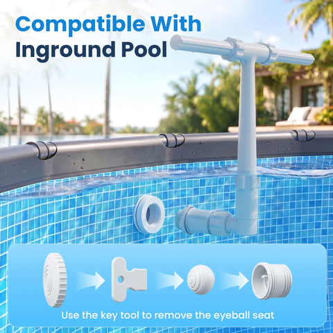 POOLJOYO tubo extensible y conexiones giratorias mostrando ajuste fácil