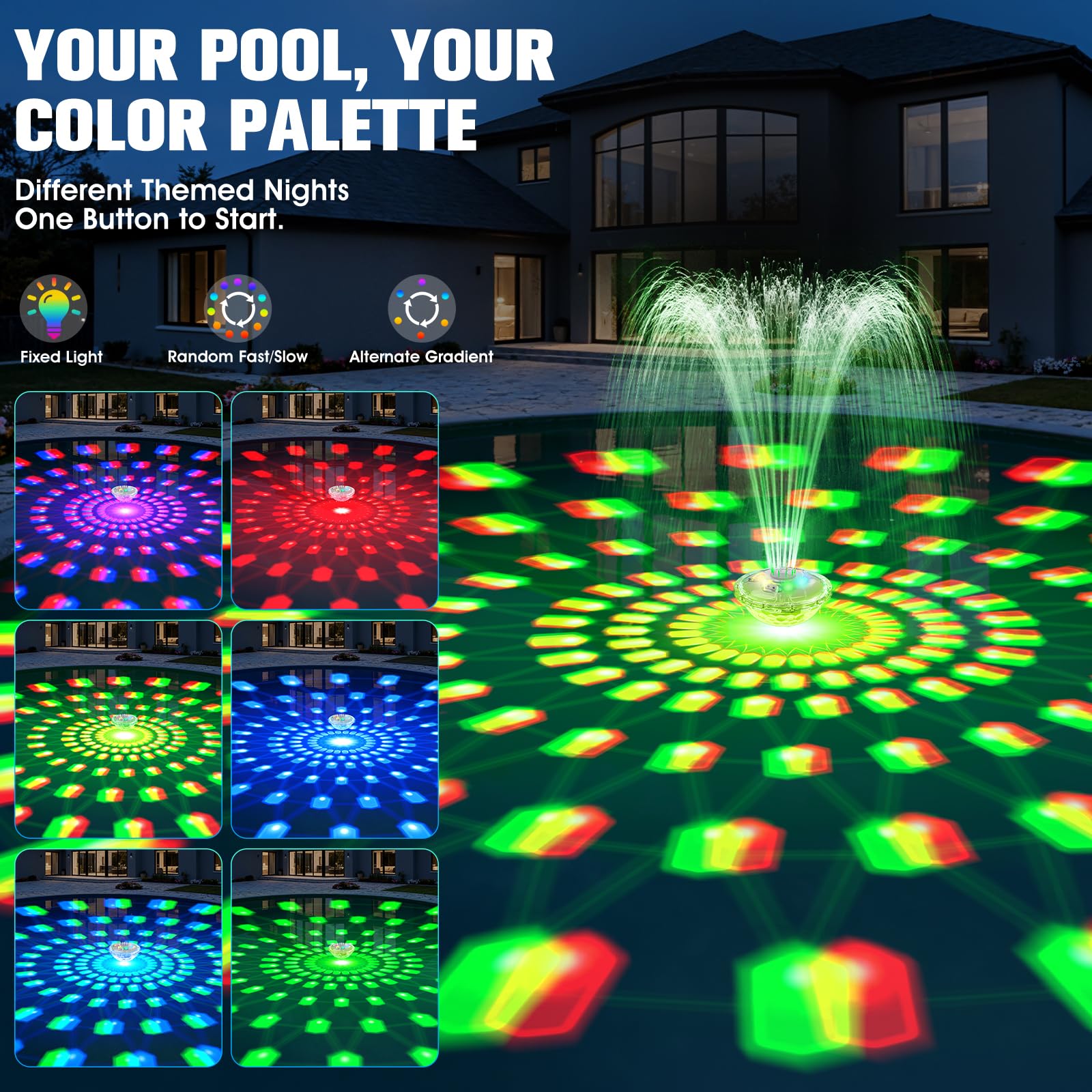PoolPop vista del botón superior que controla chorro e iluminación rápidamente
