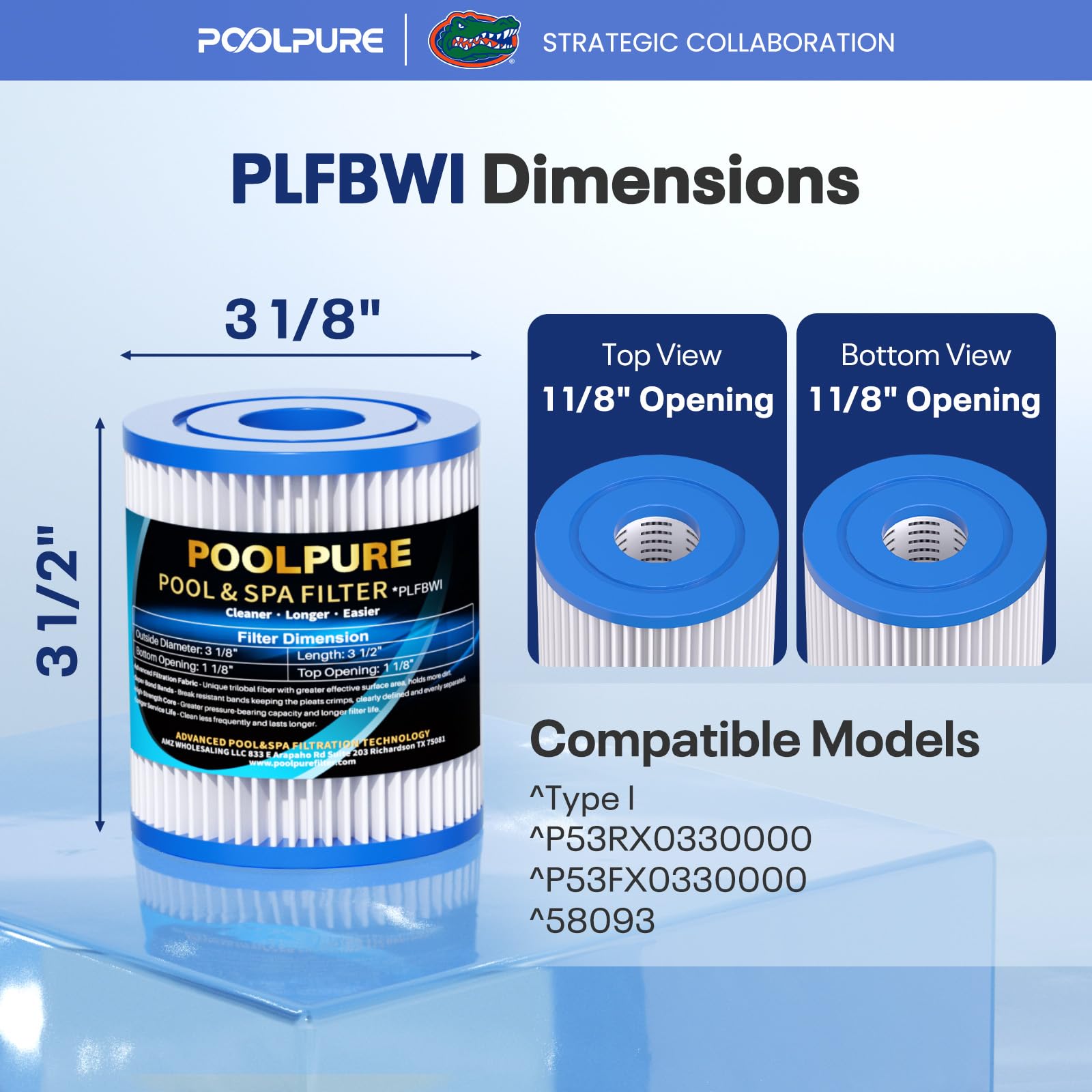 POOLPURE closeup de las conexiones superior e inferior para ajuste seguro
