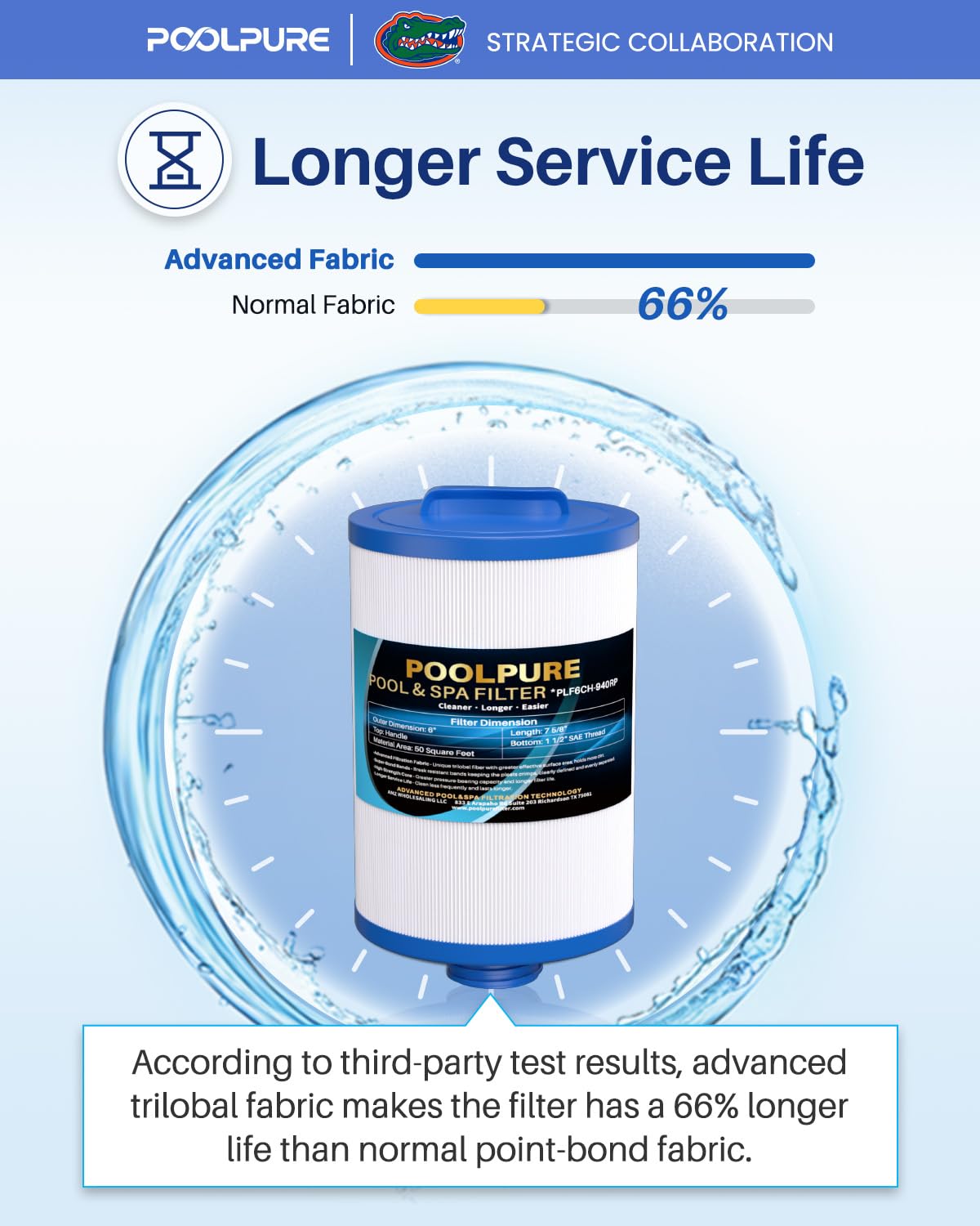POOLPURE comparación con mano que muestra tamaño práctico y manejo