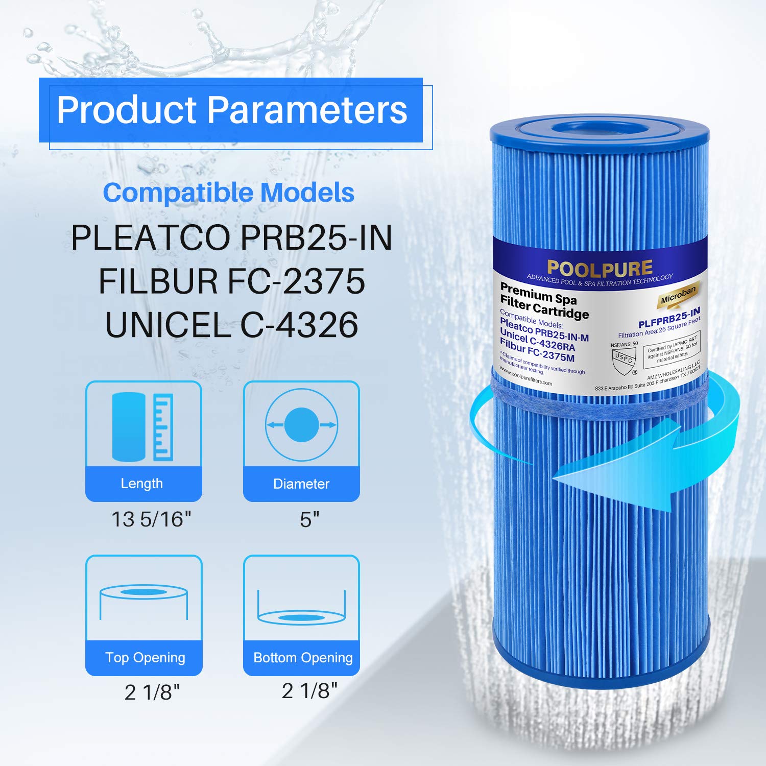 POOLPURE detalle del tejido trilobal que facilita limpieza