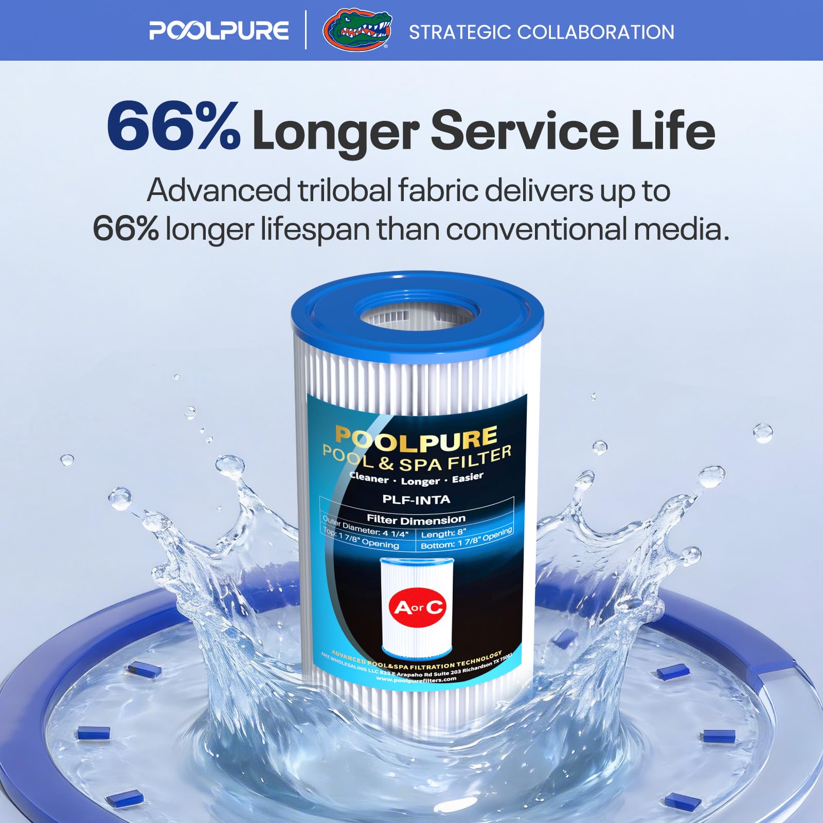 POOLPURE etiqueta con lista de modelos compatibles ayuda a elegir el cartucho correcto