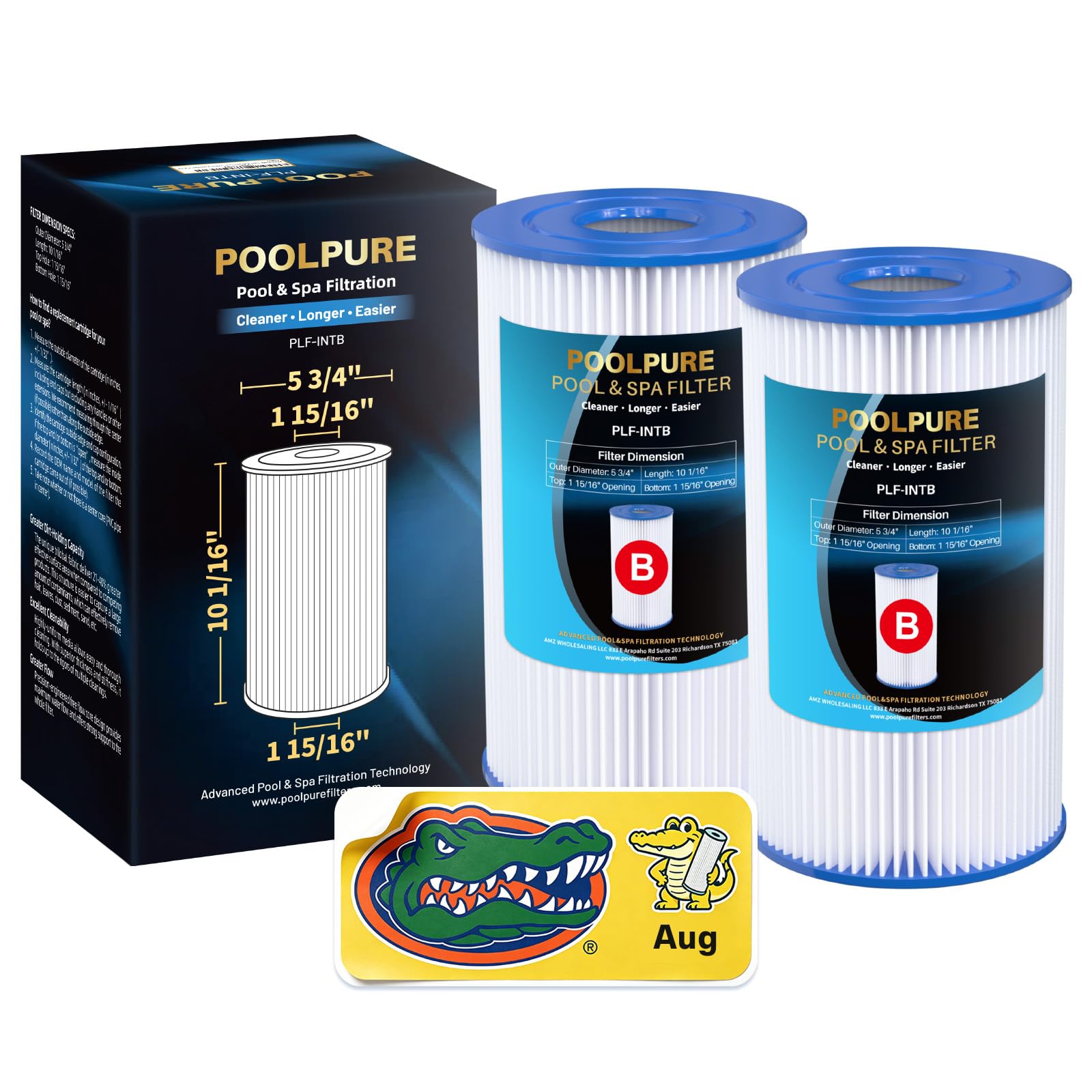 POOLPURE vista frontal del empaque con dos cartuchos, reemplazo fiable