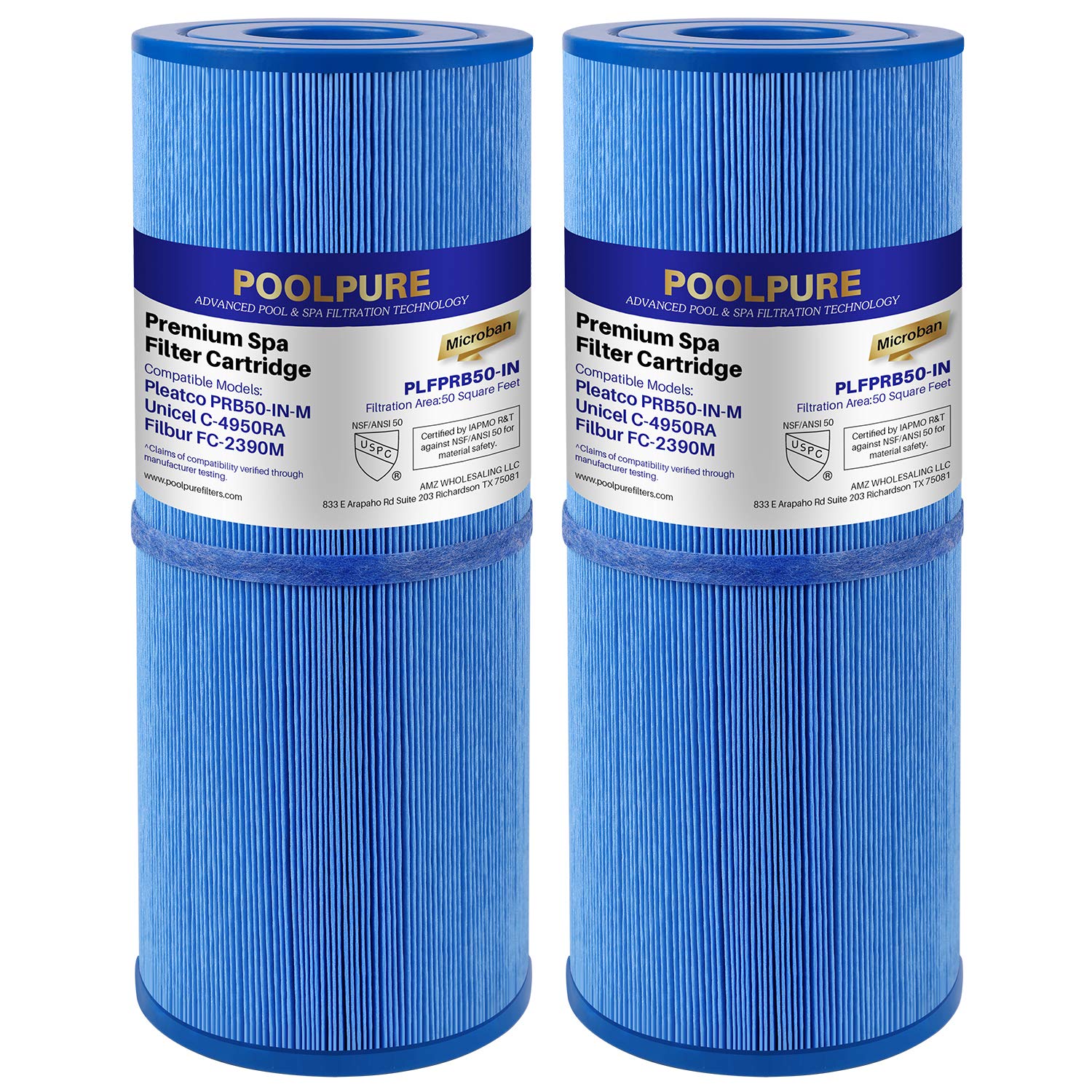 POOLPURE vista frontal del filtro spa mostrando ajuste preciso y durabilidad