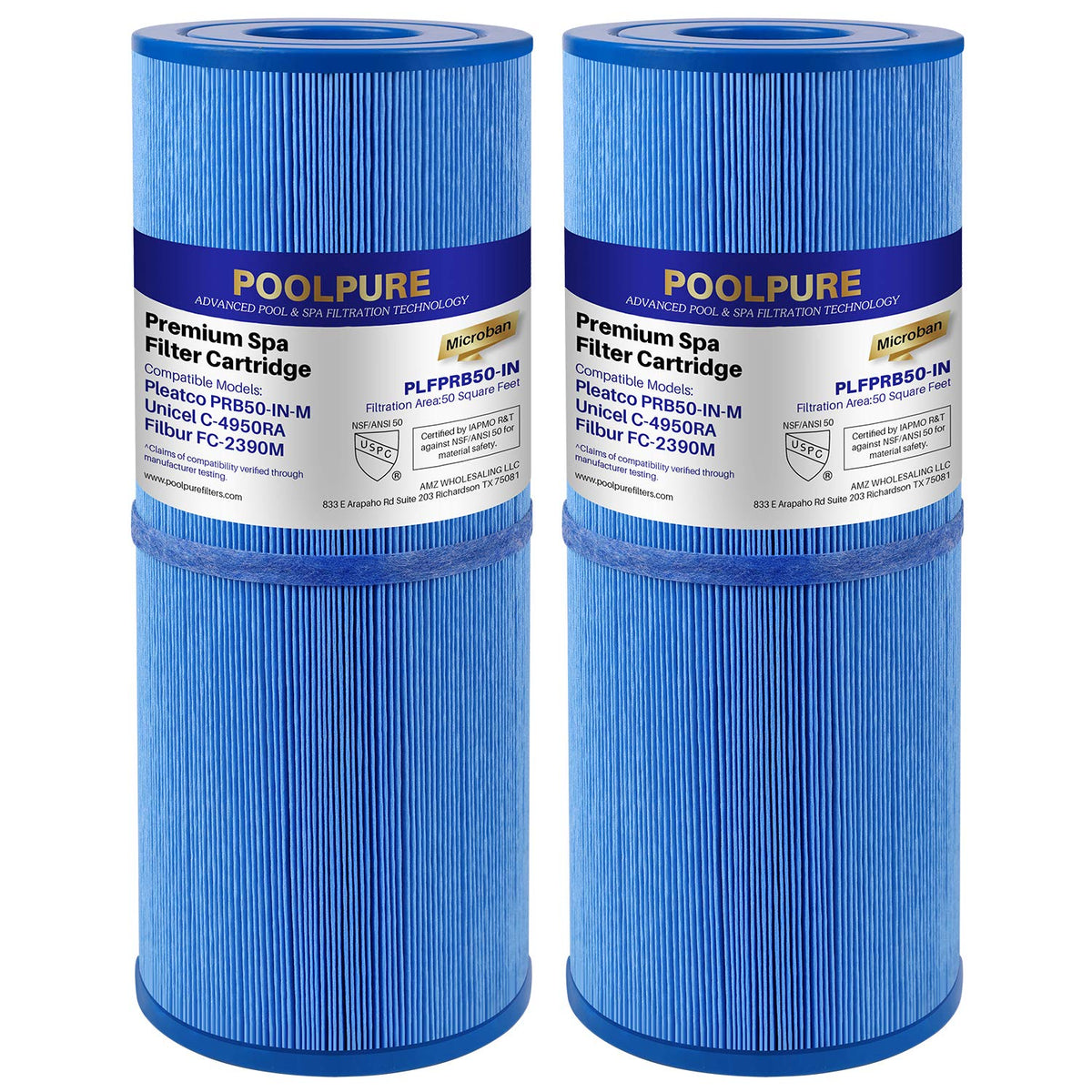POOLPURE vista frontal del filtro spa mostrando ajuste preciso y durabilidad
