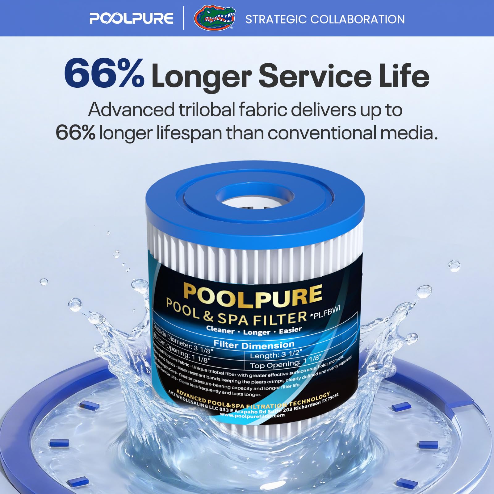 POOLPURE vista superior e inferior de las aberturas para ajuste seguro