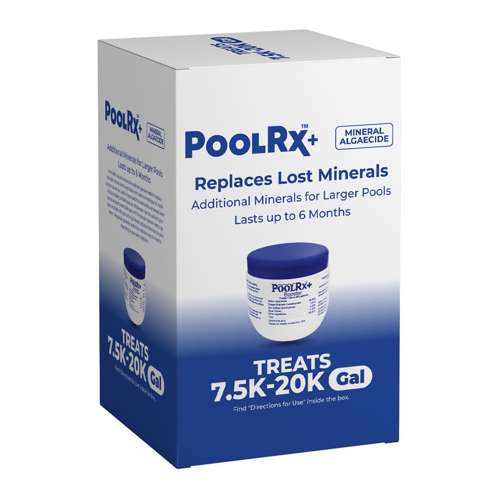 Pool RX cartucho Booster Blue frontal mostrando diseño y beneficio de control de algas