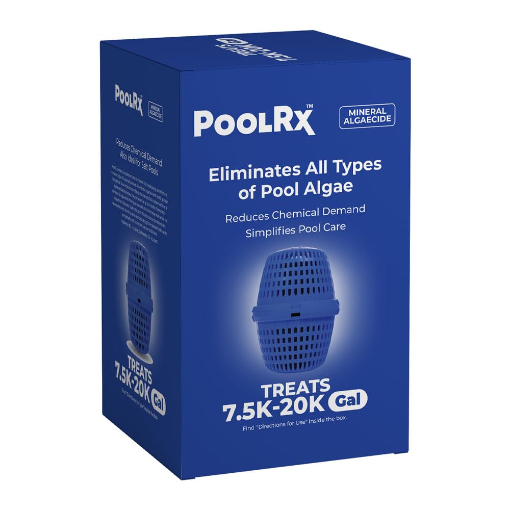 poolrx unidad frontal del embalaje mostrando producto y beneficio duradero