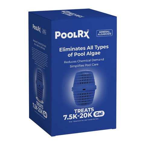 poolrx unidad frontal del embalaje mostrando producto y beneficio duradero