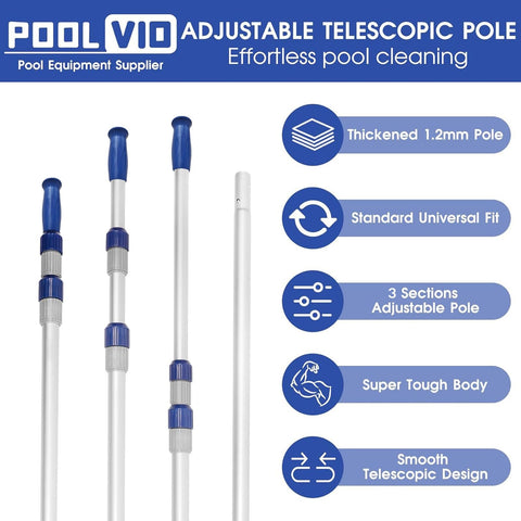 Poolvio poste completamente extendido 15 ft para mayor alcance