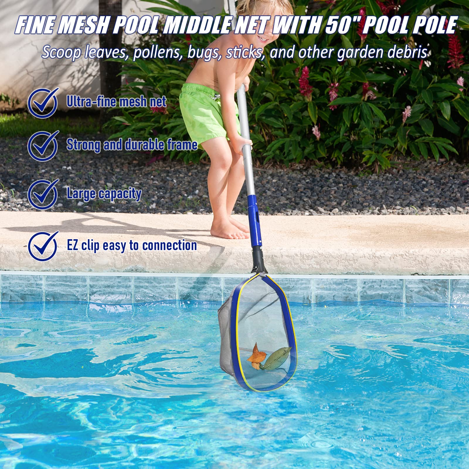 Poolvio red recogiendo hojas y ramas dejando agua más limpia