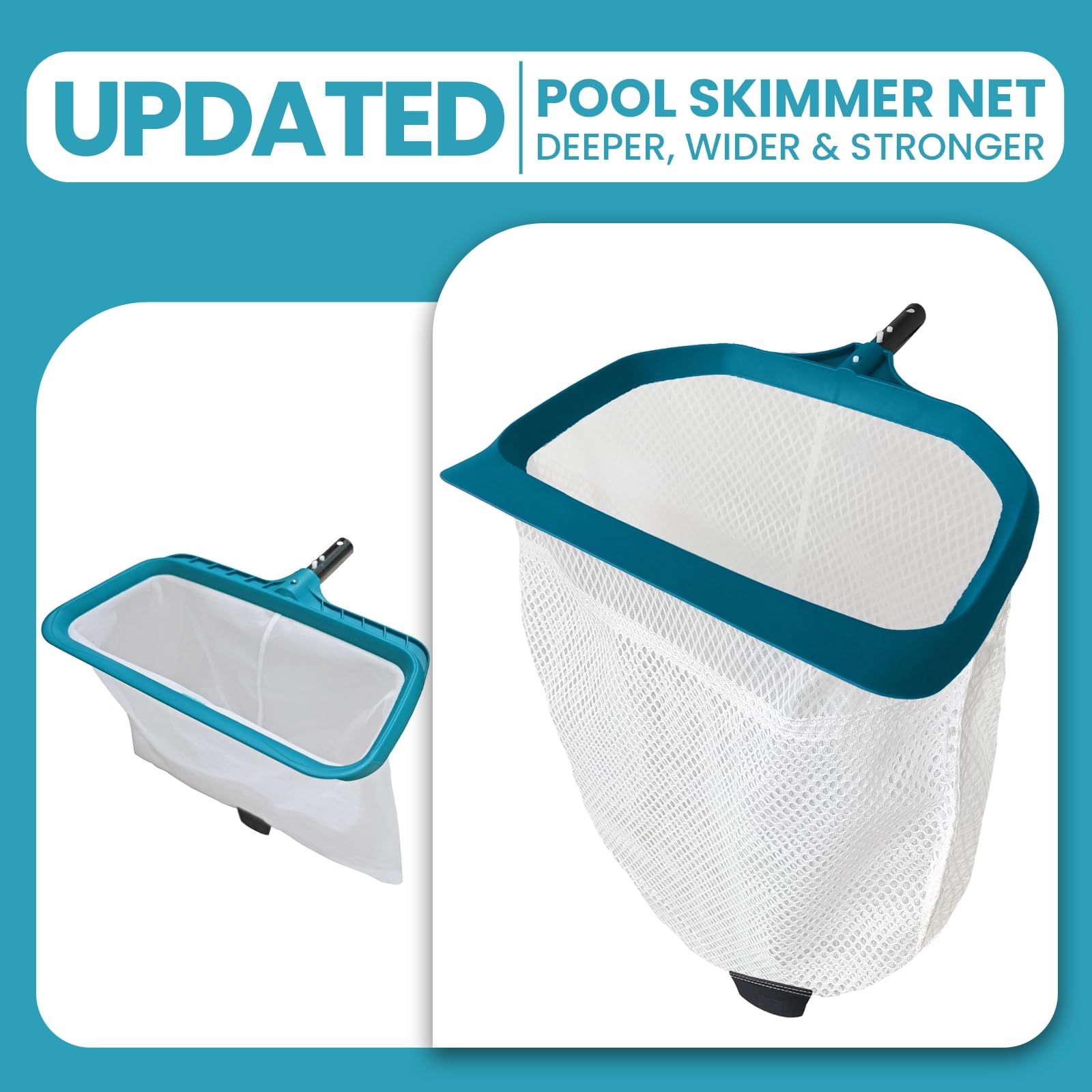 POOLWHALE detalle de la malla ultra fina atrapando partículas pequeñas para mejor filtrado