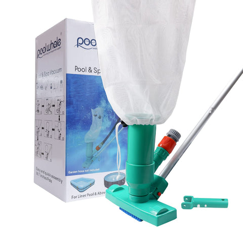 POOLWHALE vista frontal del aspirador mini jet vac que facilita limpieza rápida