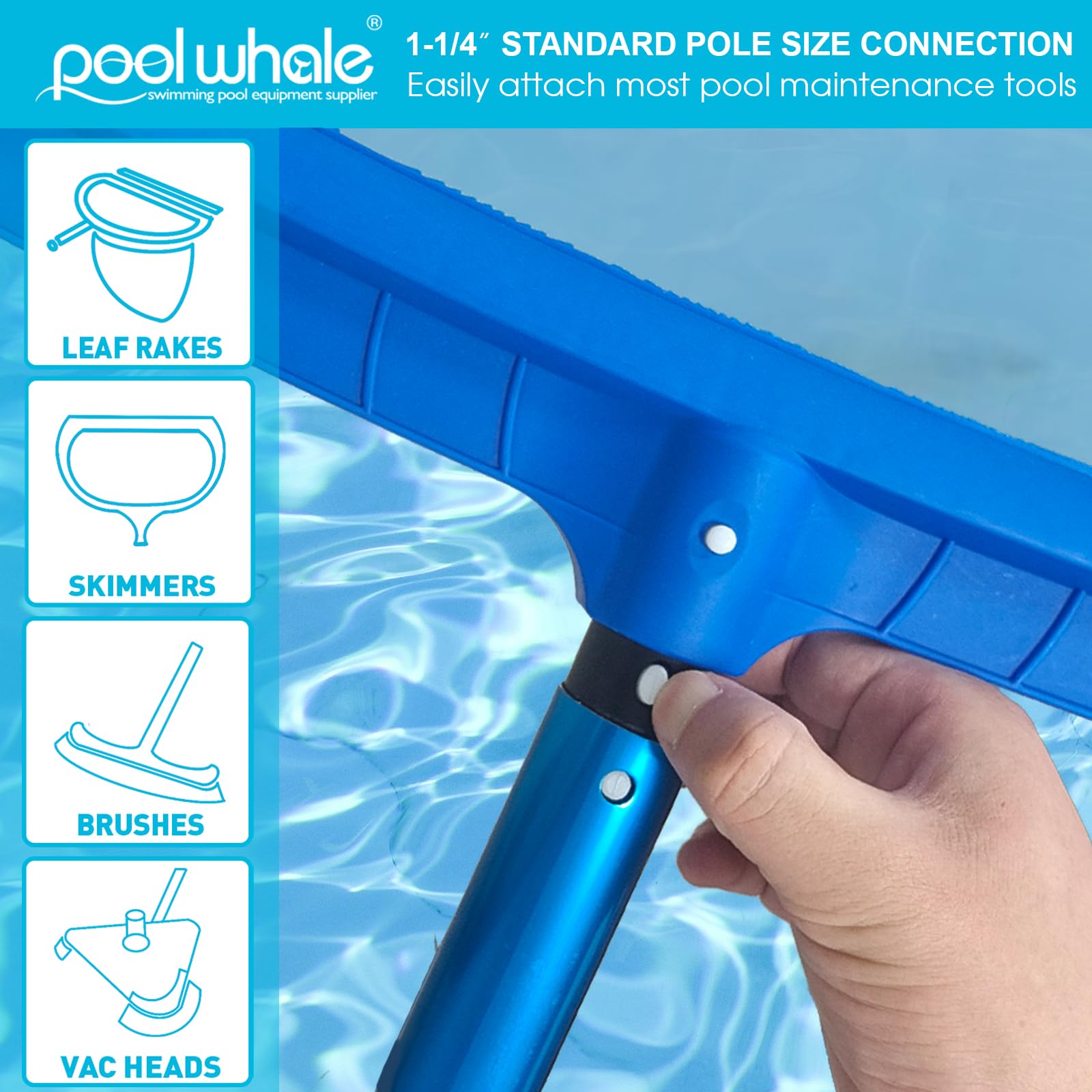 POOLWHALE mango con recubrimiento de goma y cierre de leva para mejor agarre