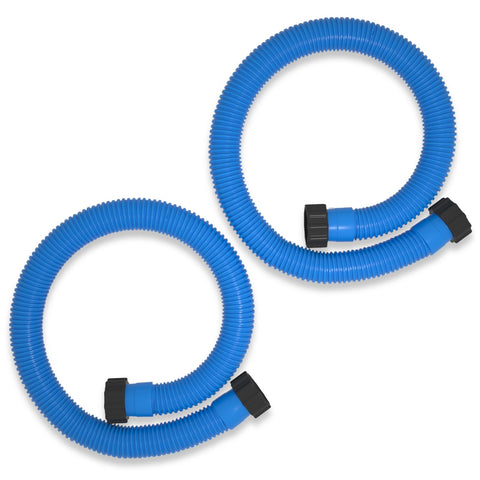 POOLWHALE vista frontal del pack de dos mangueras azules para conexión rápida