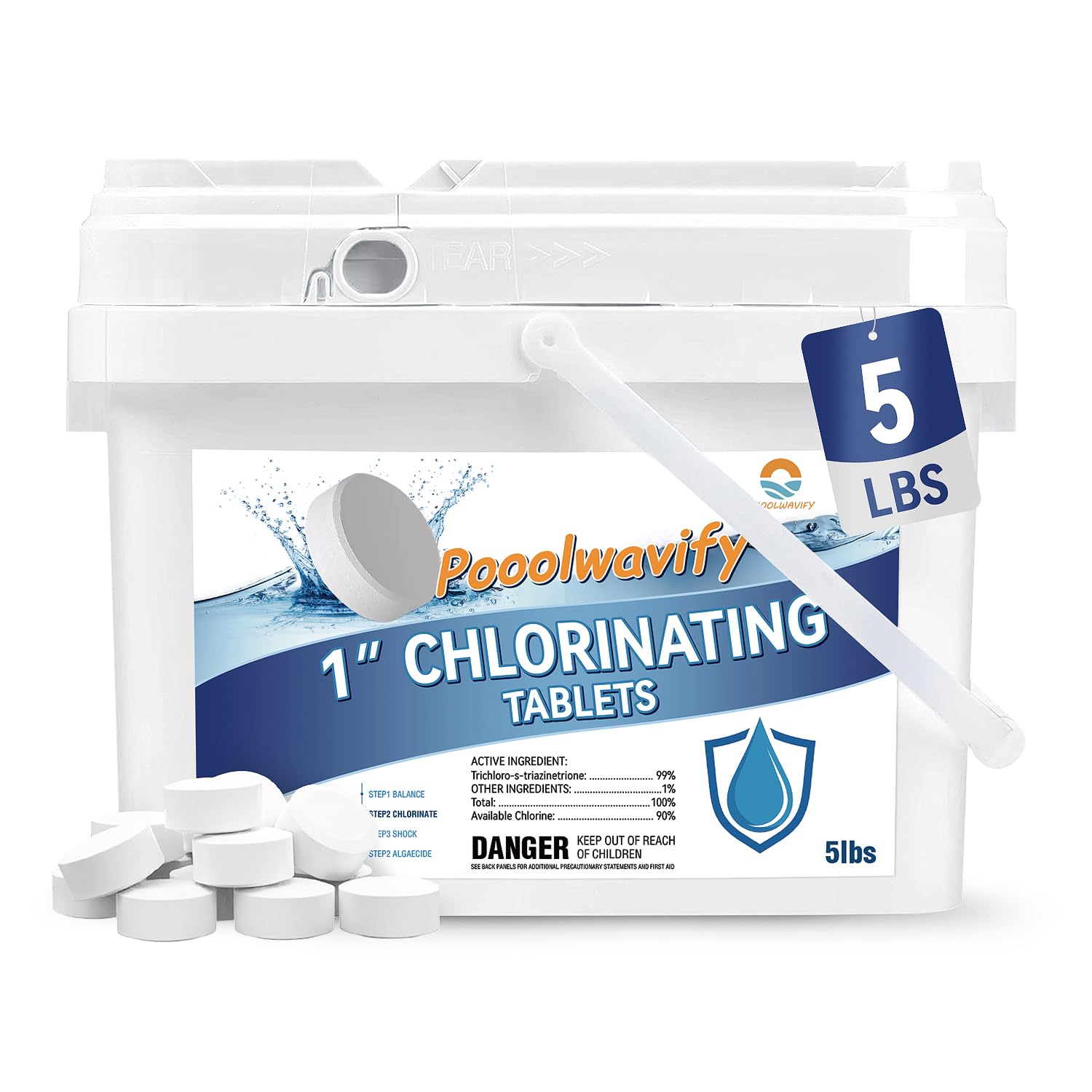PooolWavify frente del empaque mostrando 5 lb y utilidad clara