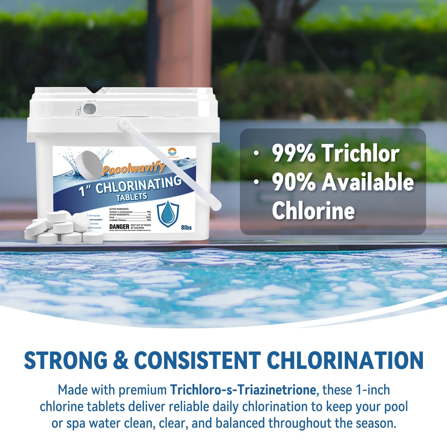 PooolWavify piscina cristalina después de tratamiento, agua más clara