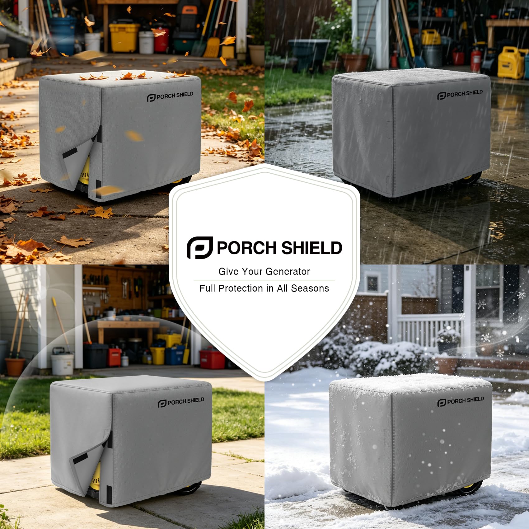 Porch Shield en entorno exterior mostrando protección frente a lluvia y polvo
