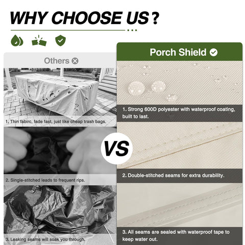 Porch Shield cierre click y correas inferiores para fijación segura