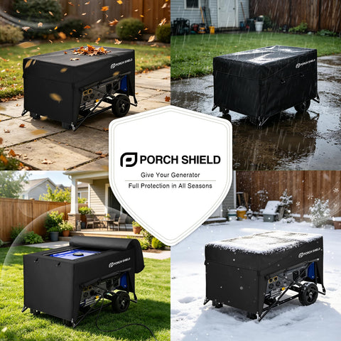 Porch Shield comparación de tamaño mostrando ajuste universal