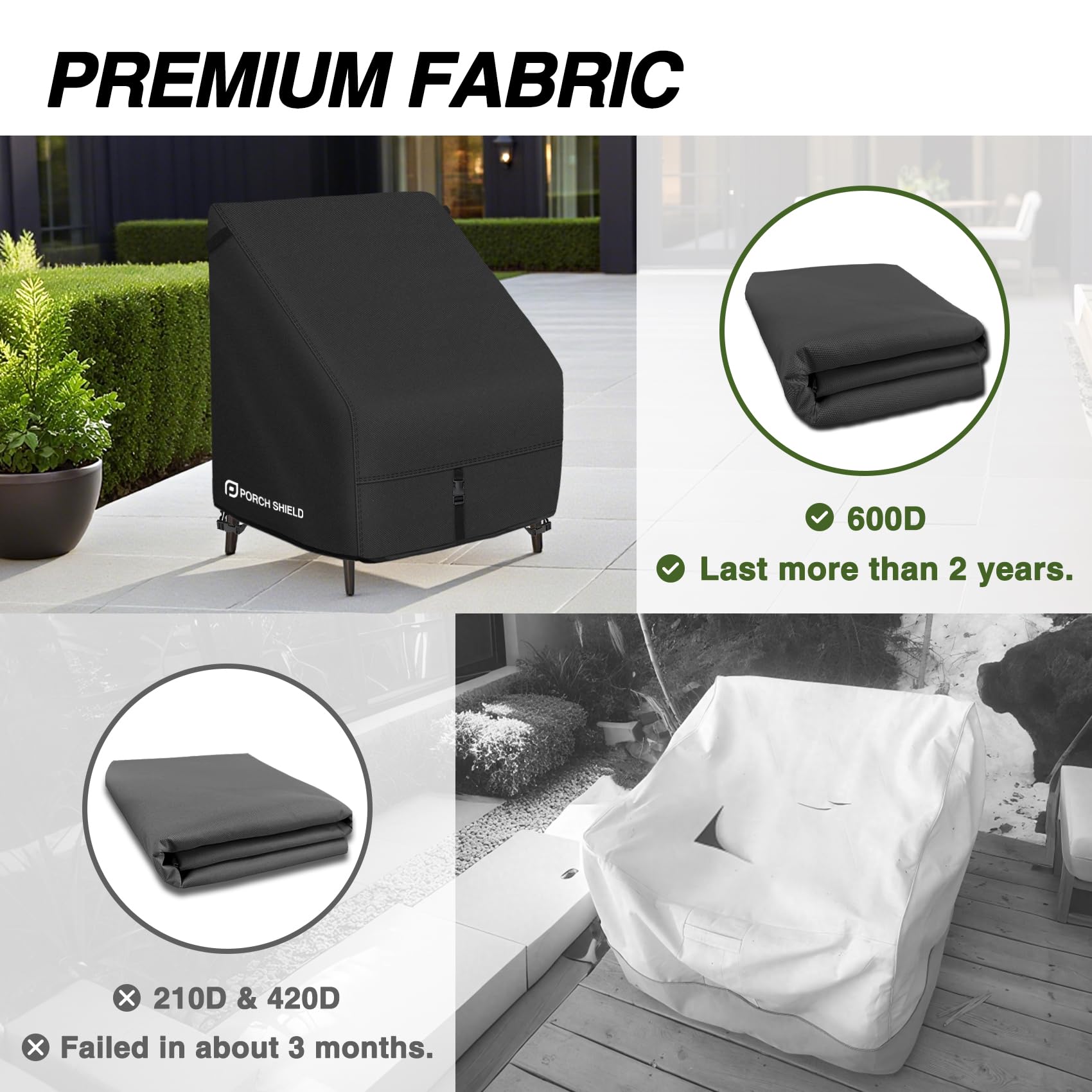 Porch Shield correas y hebillas que aseguran la funda contra el viento