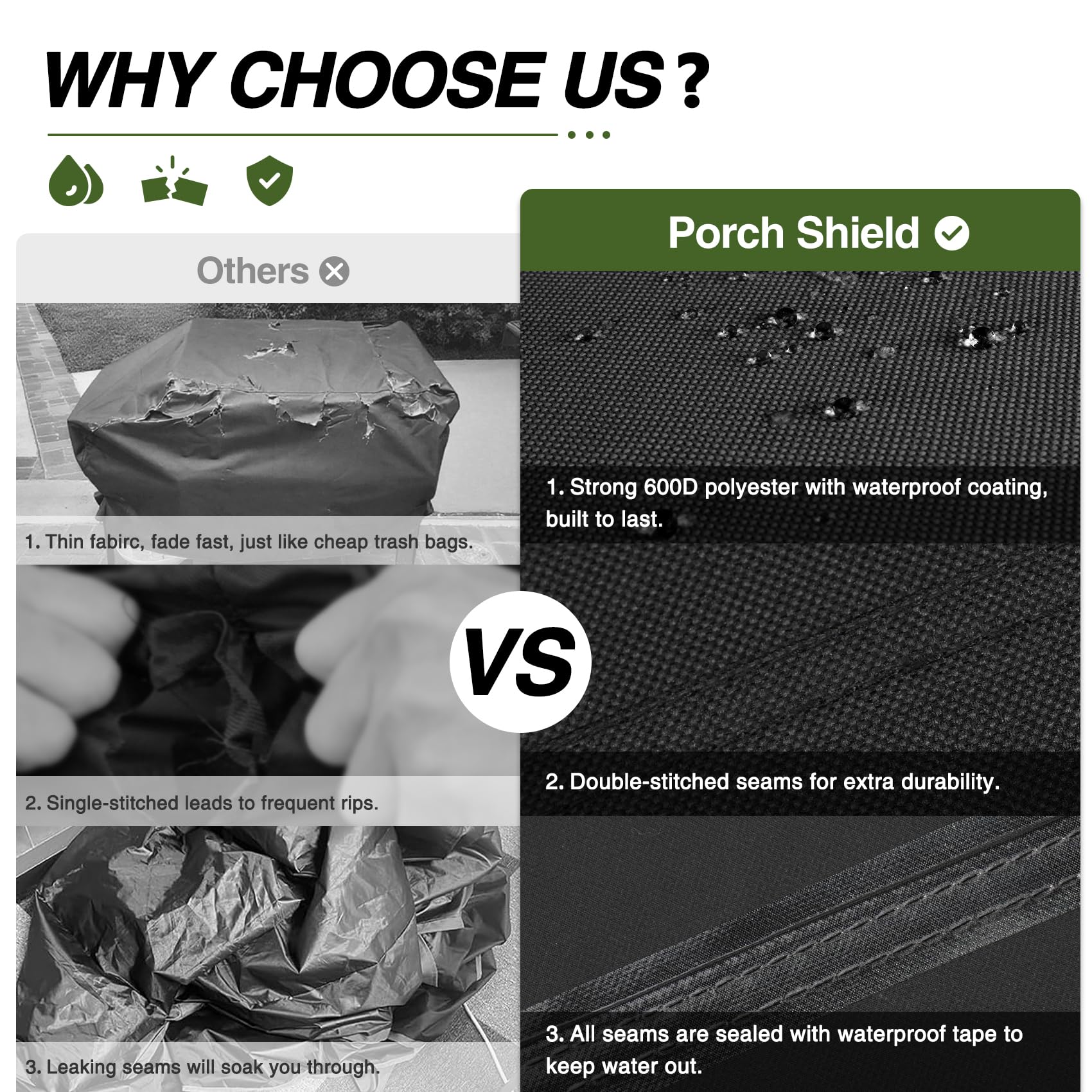 Porch Shield instalada en griddle con estante, ajuste seguro y cobertura completa