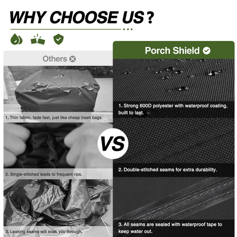 Porch Shield instalada en griddle con estante, ajuste seguro y cobertura completa
