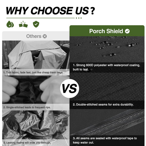 Porch Shield cubierta colocada en plancha en uso, instalación fácil