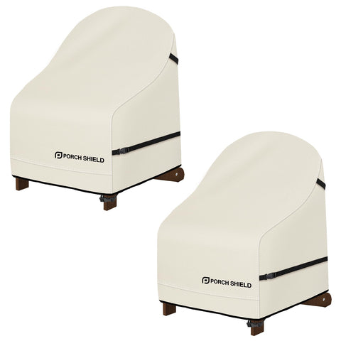 Porch Shield funda frontal beige protegiendo sillón y manteniendo su apariencia