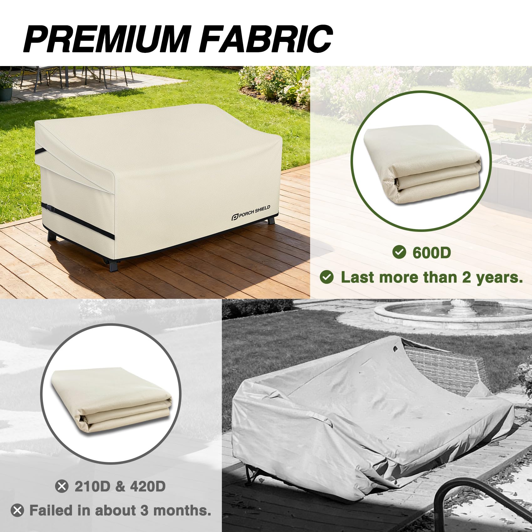 Porch Shield hebillas y correas inferiores aseguran funda contra viento
