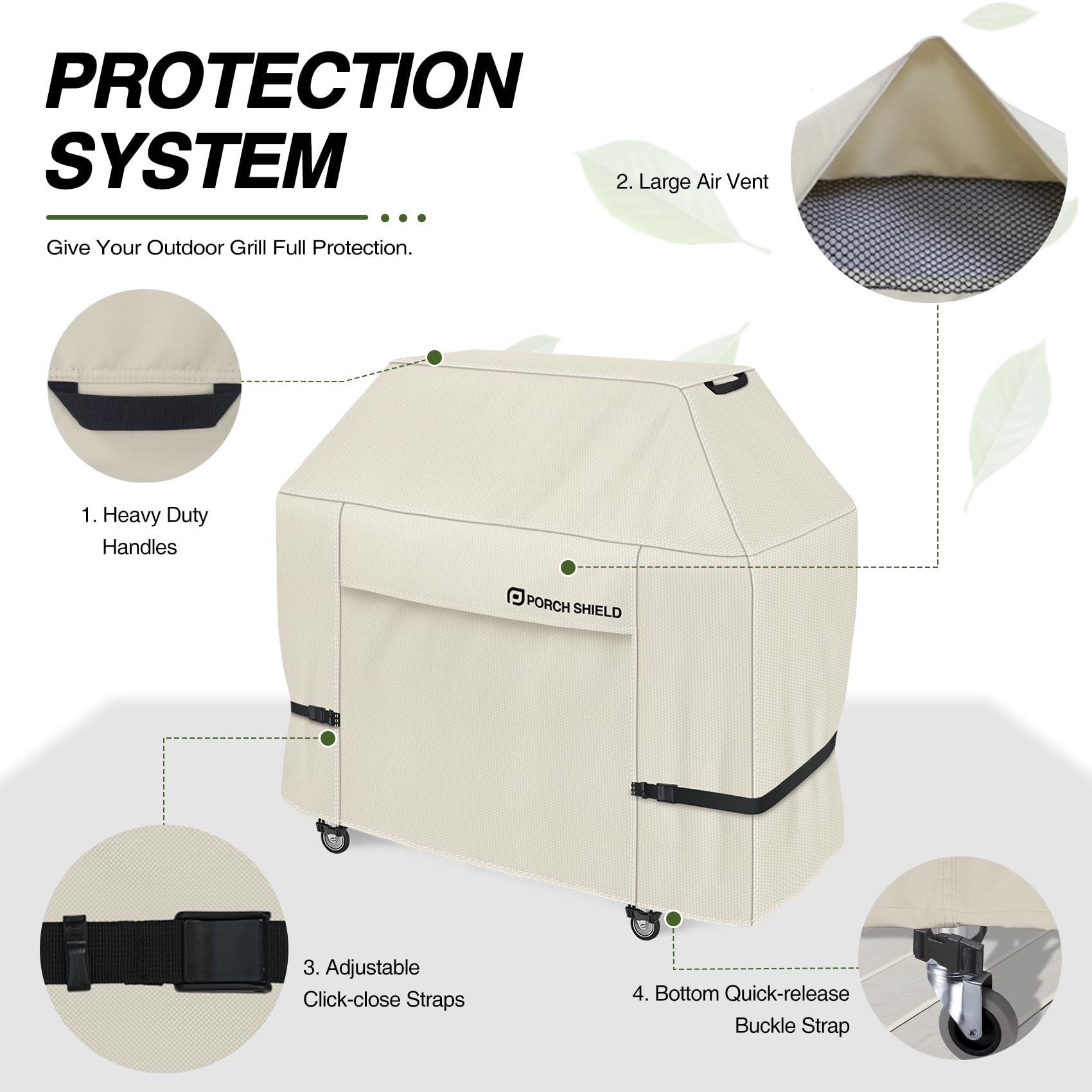 Porch Shield hebillas inferiores que aseguran la funda contra viento fuerte