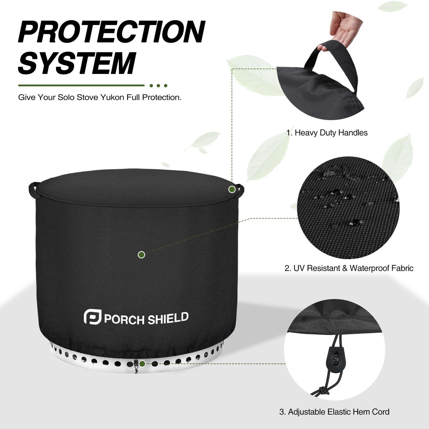 Porch Shield funda colocada en patio cubriendo fire pit, mantiene limpio y seco