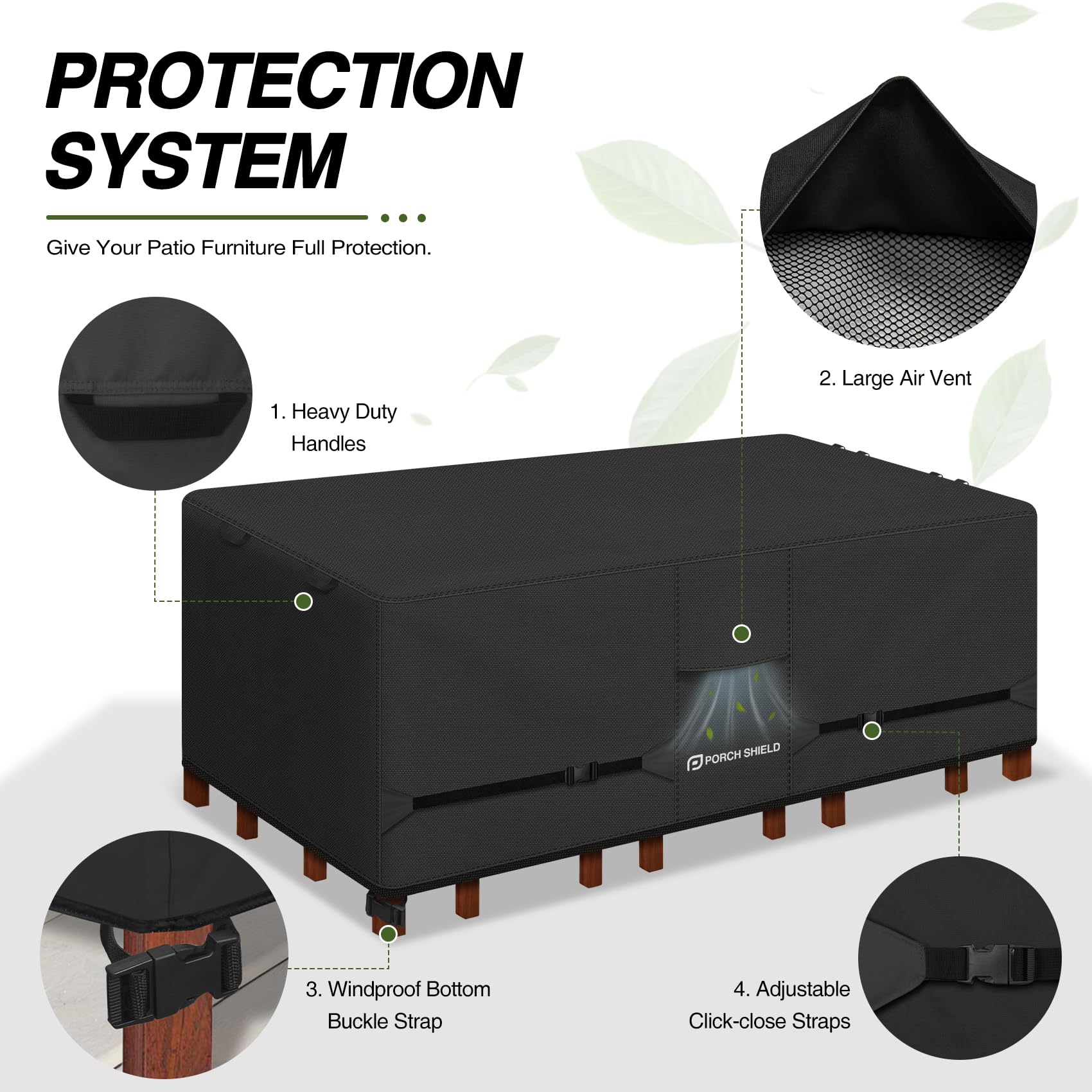 Porch Shield ventilación grande para evitar condensación y mantener muebles secos