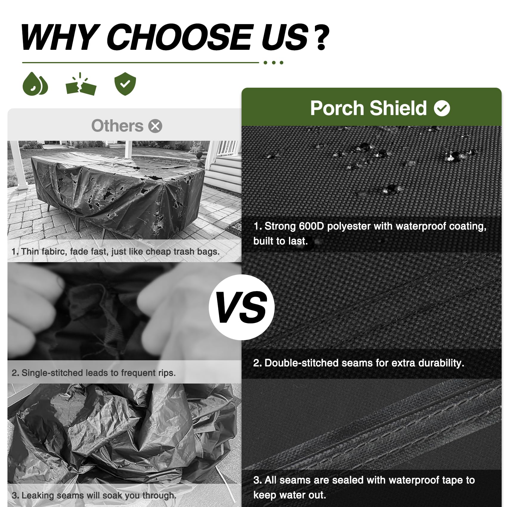 Porch Shield ventilación evita condensación y mantiene muebles secos