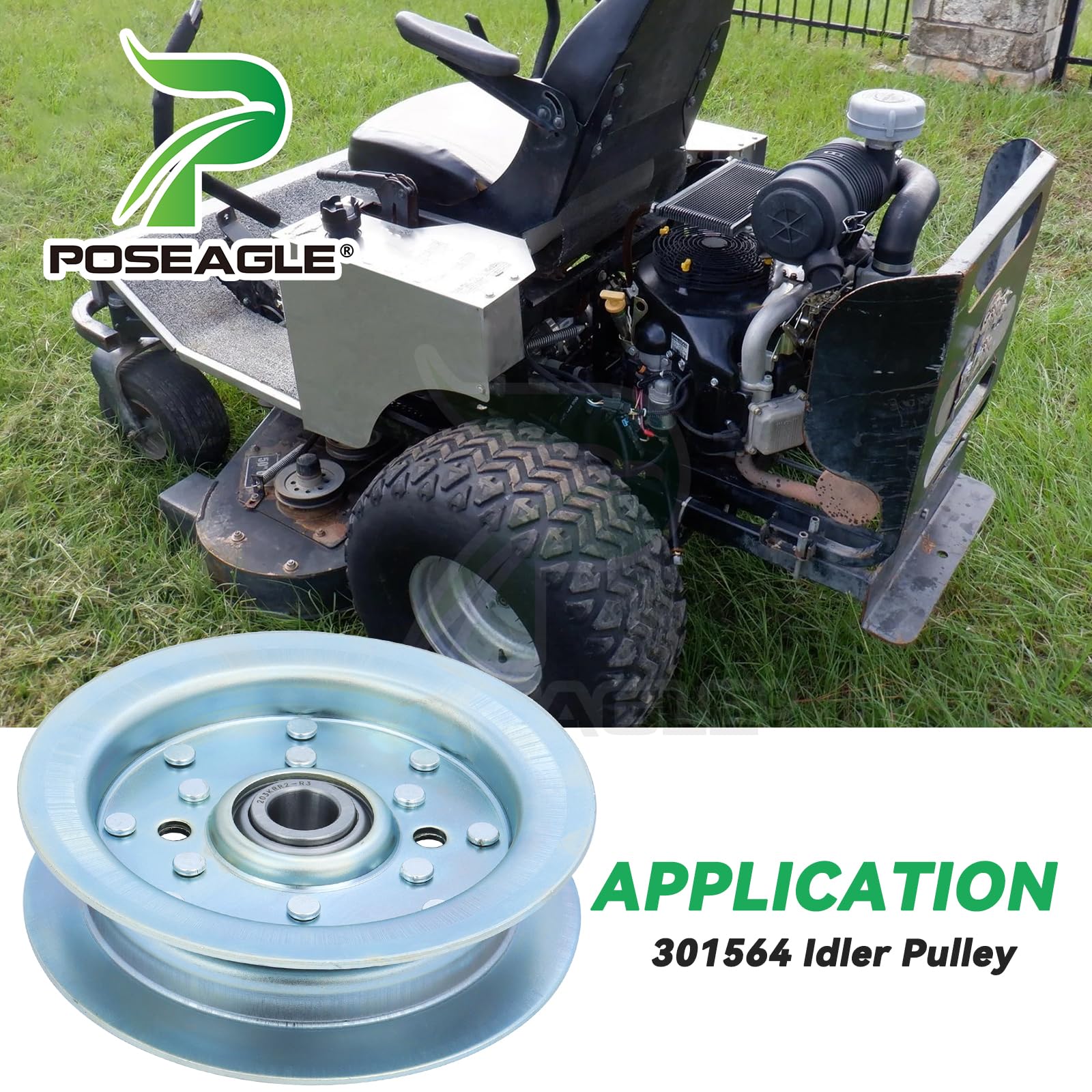POSEAGLE polea en césped mostrando durabilidad en entorno de trabajo