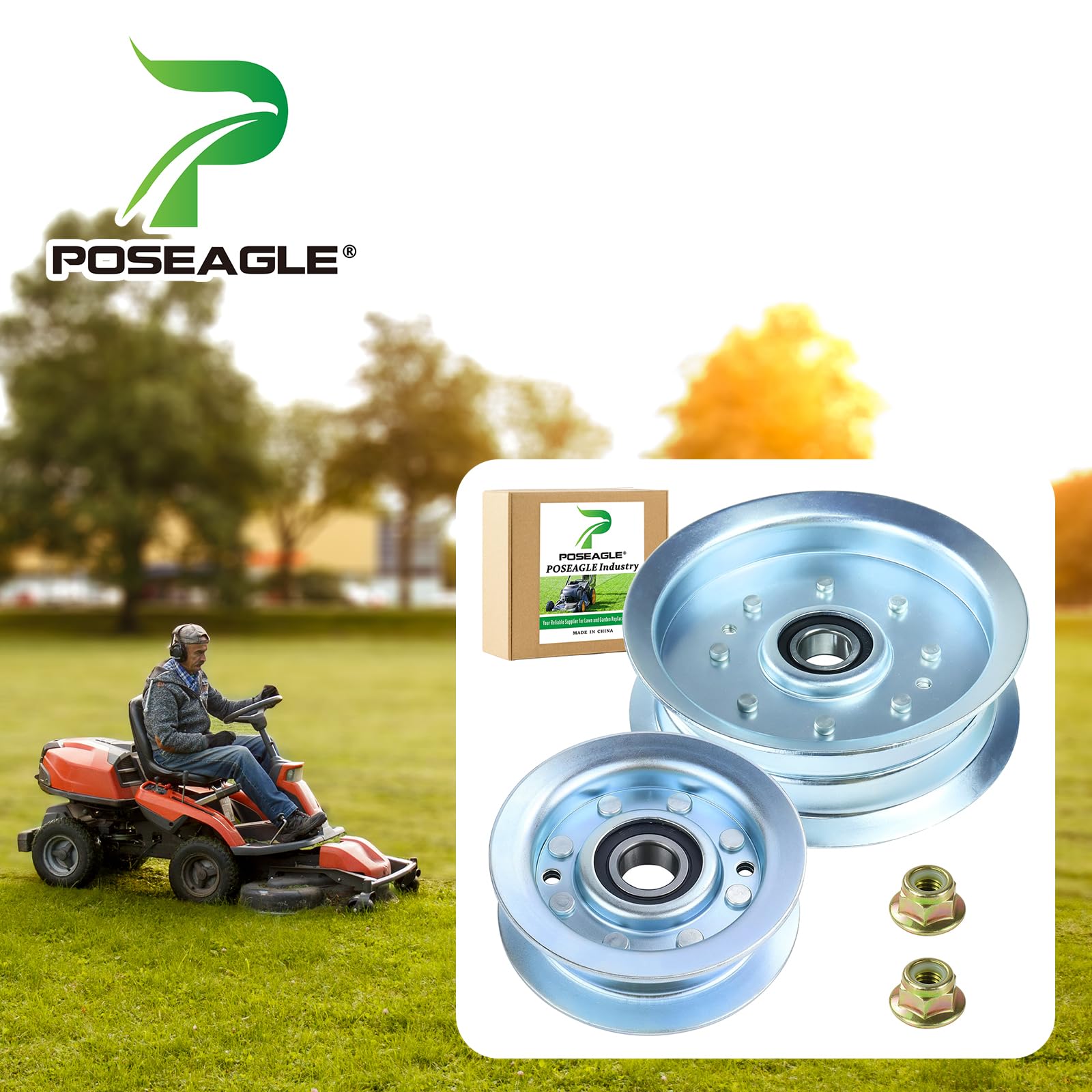 POSEAGLE primer plano de polea GY22172 mostrando ajuste preciso y resistencia