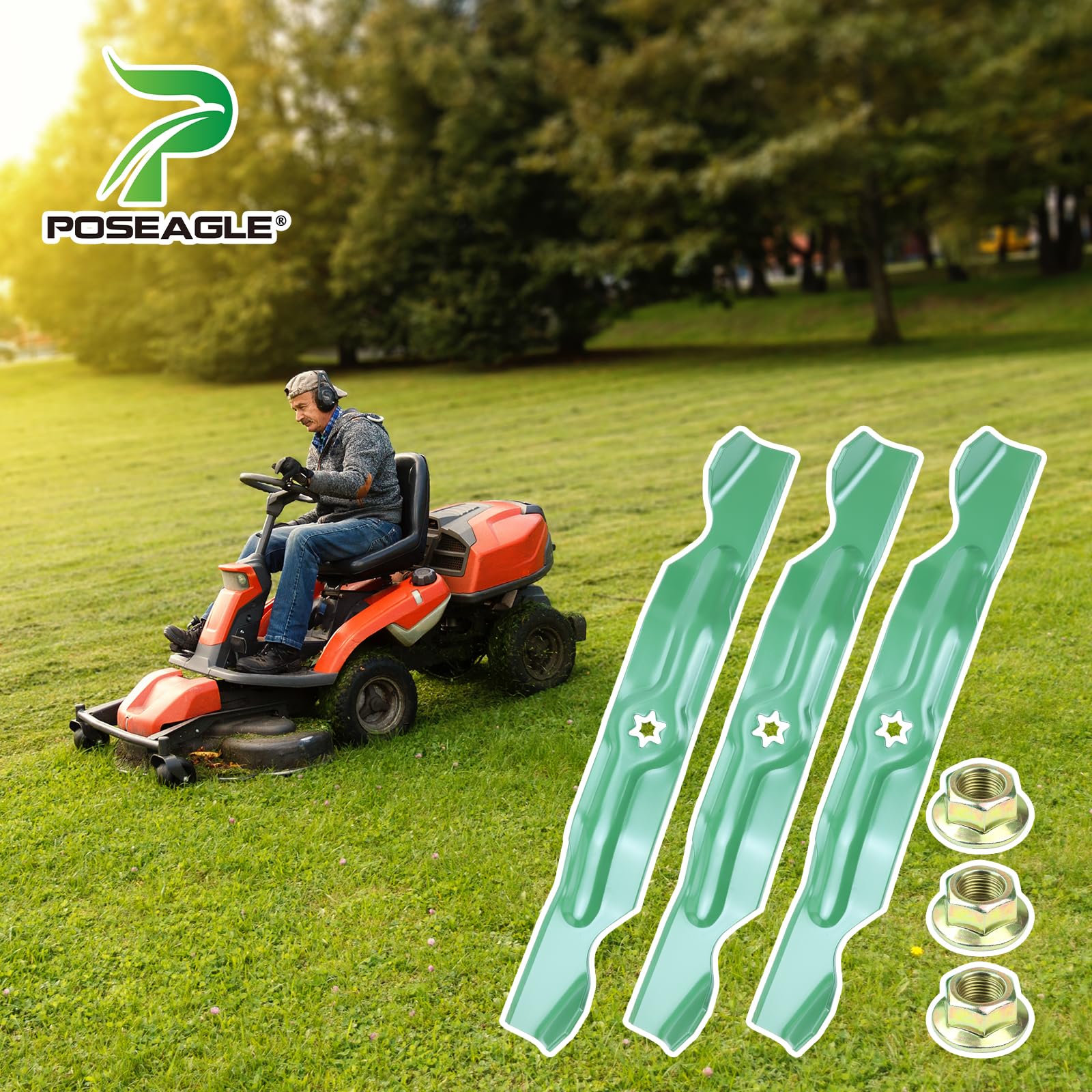 POSEAGLE uso en jardín profesional, reduce tiempo de corte y limpia mejor