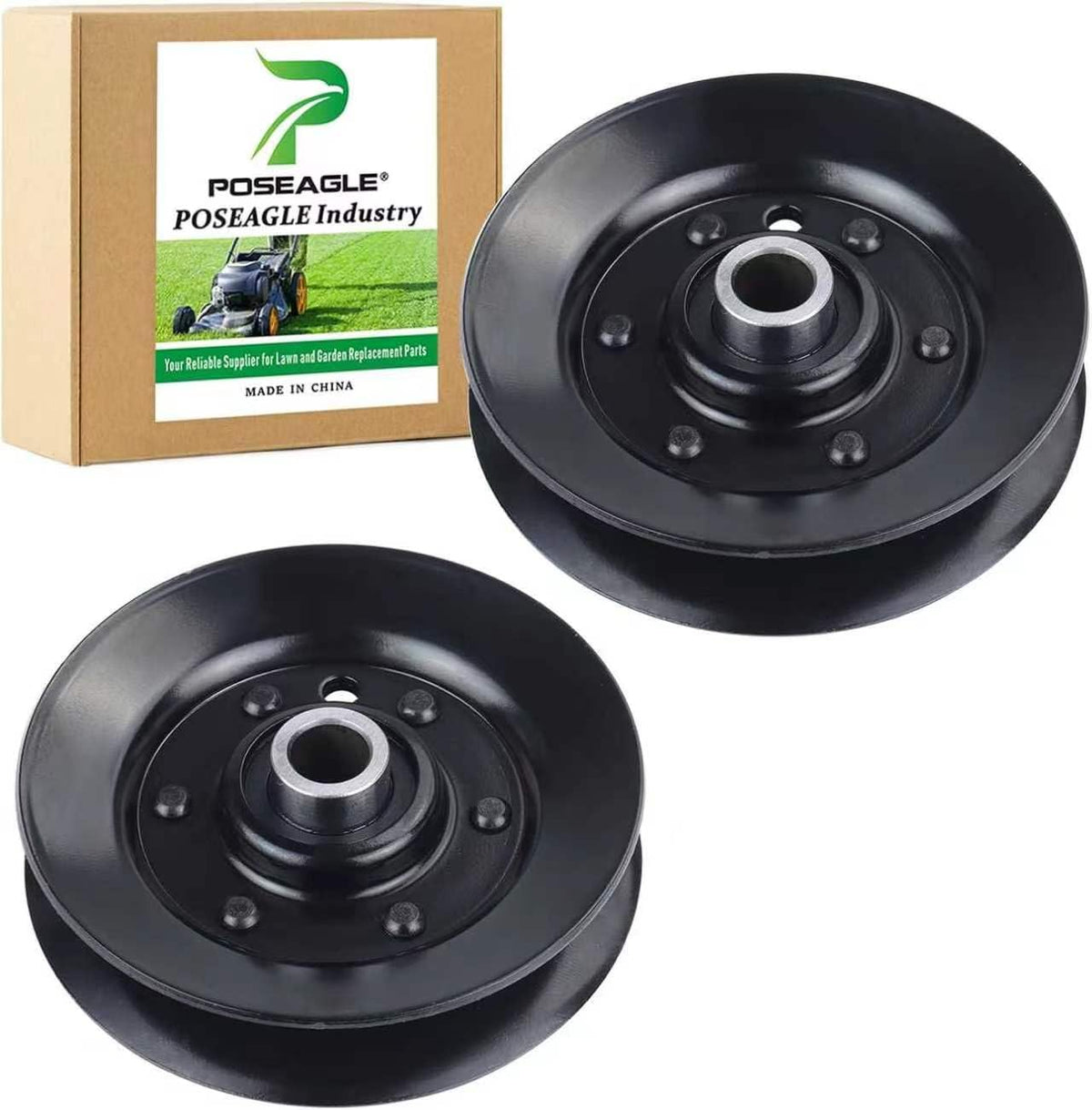 POSEAGLE polea idler frontal mostrando forma y orificio, ajuste preciso